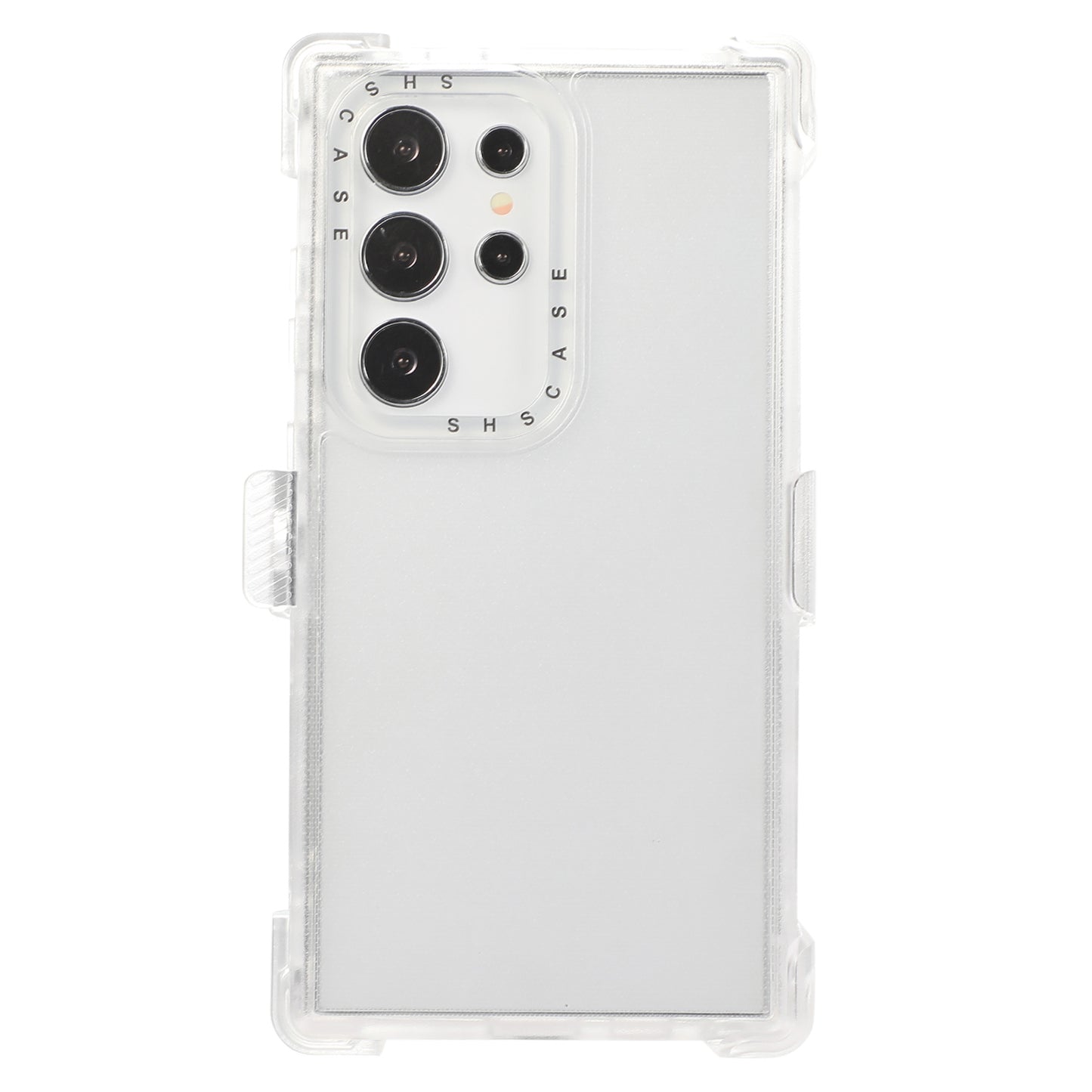 For Samsung Galaxy S24 Ultra Slide Belt Holster Case Kickstand Matte PC+TPU Mobile Phone Cover - Transparent