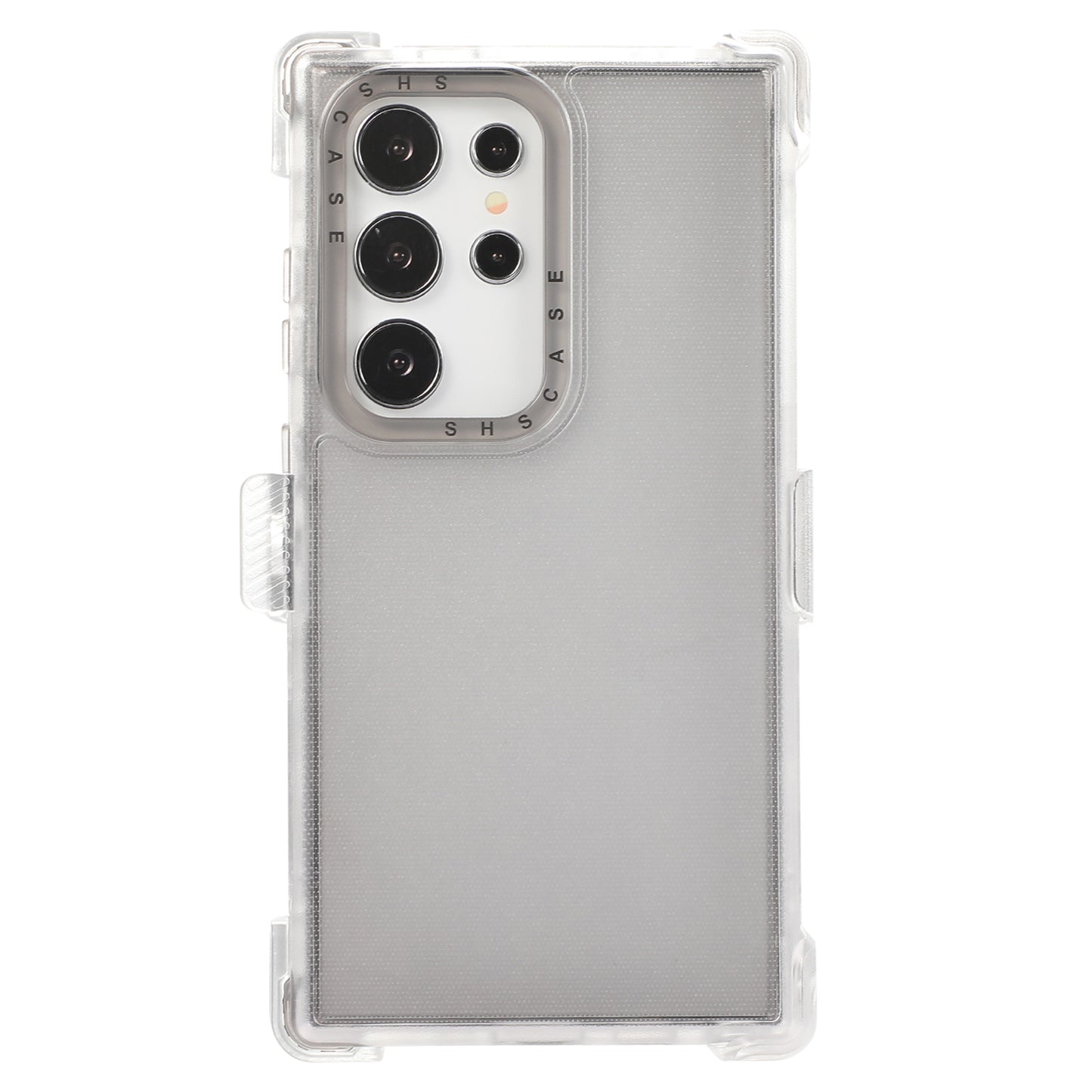 For Samsung Galaxy S24 Ultra Slide Belt Holster Case Kickstand Matte PC+TPU Mobile Phone Cover - Transparent Black