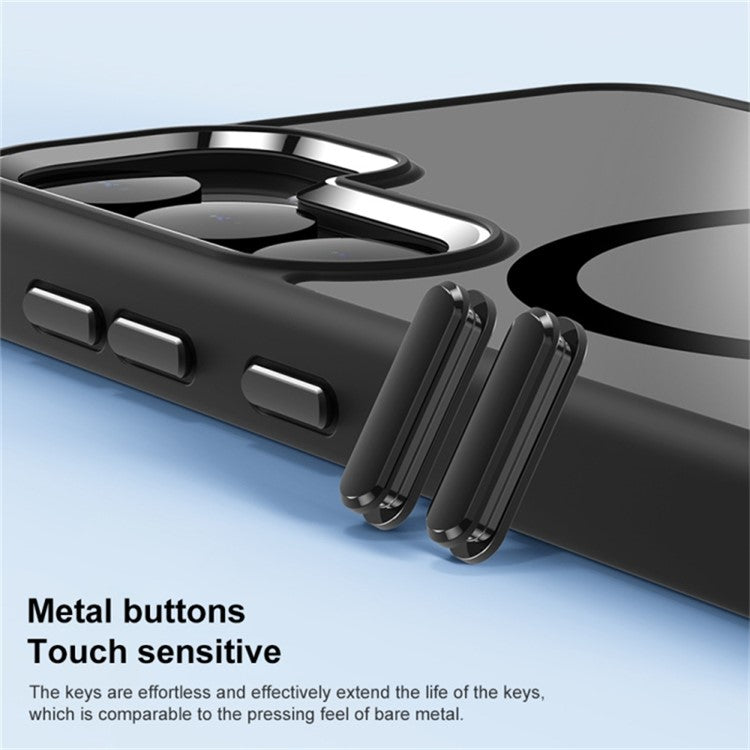 For Samsung Galaxy S24+ Phone Case Compatible with MagSafe Metal Lens Frame Cover - Translucent