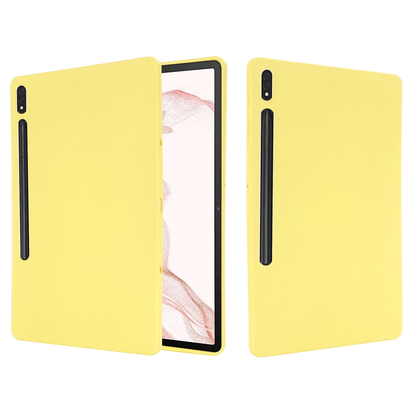 For Samsung Galaxy Tab S9 FE+ Liquid Silicone Case Soft Touch Tablet Cover - Yellow