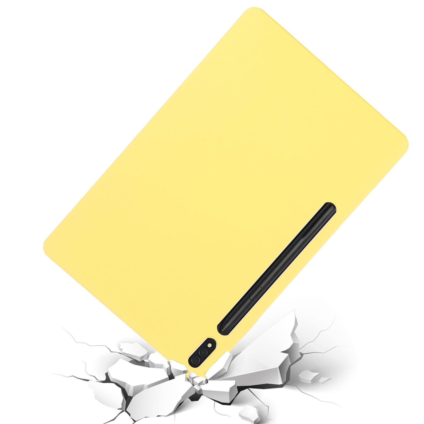 For Samsung Galaxy Tab S9 FE+ Liquid Silicone Case Soft Touch Tablet Cover - Yellow