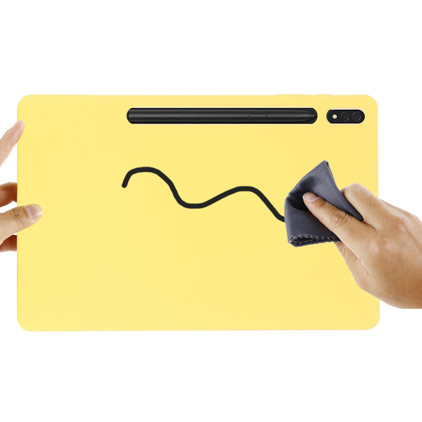 For Samsung Galaxy Tab S9 FE+ Liquid Silicone Case Soft Touch Tablet Cover - Yellow