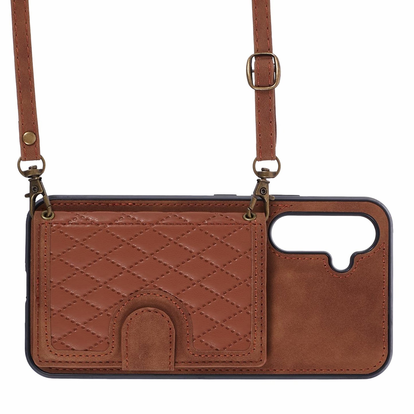 For Samsung Galaxy S24+ Cell Phone Case PU Leather + TPU Card Bag Kickstand Anti-shock Cover - Brown