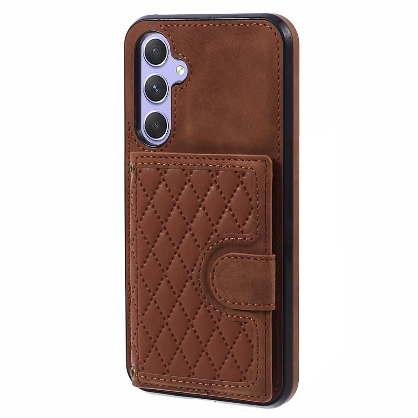 For Samsung Galaxy S24+ Cell Phone Case PU Leather + TPU Card Bag Kickstand Anti-shock Cover - Brown