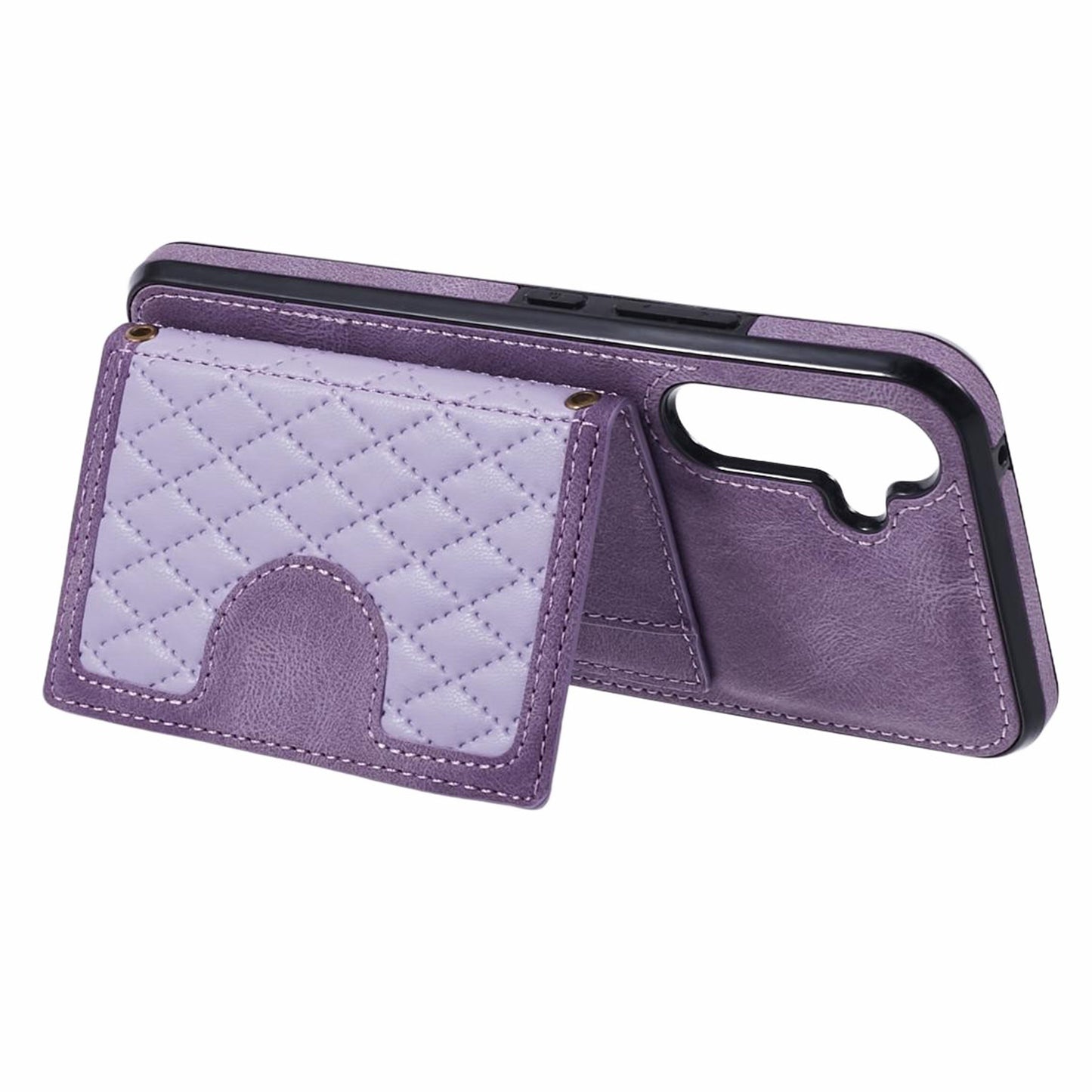 For Samsung Galaxy S24+ Cell Phone Case PU Leather + TPU Card Bag Kickstand Anti-shock Cover - Purple