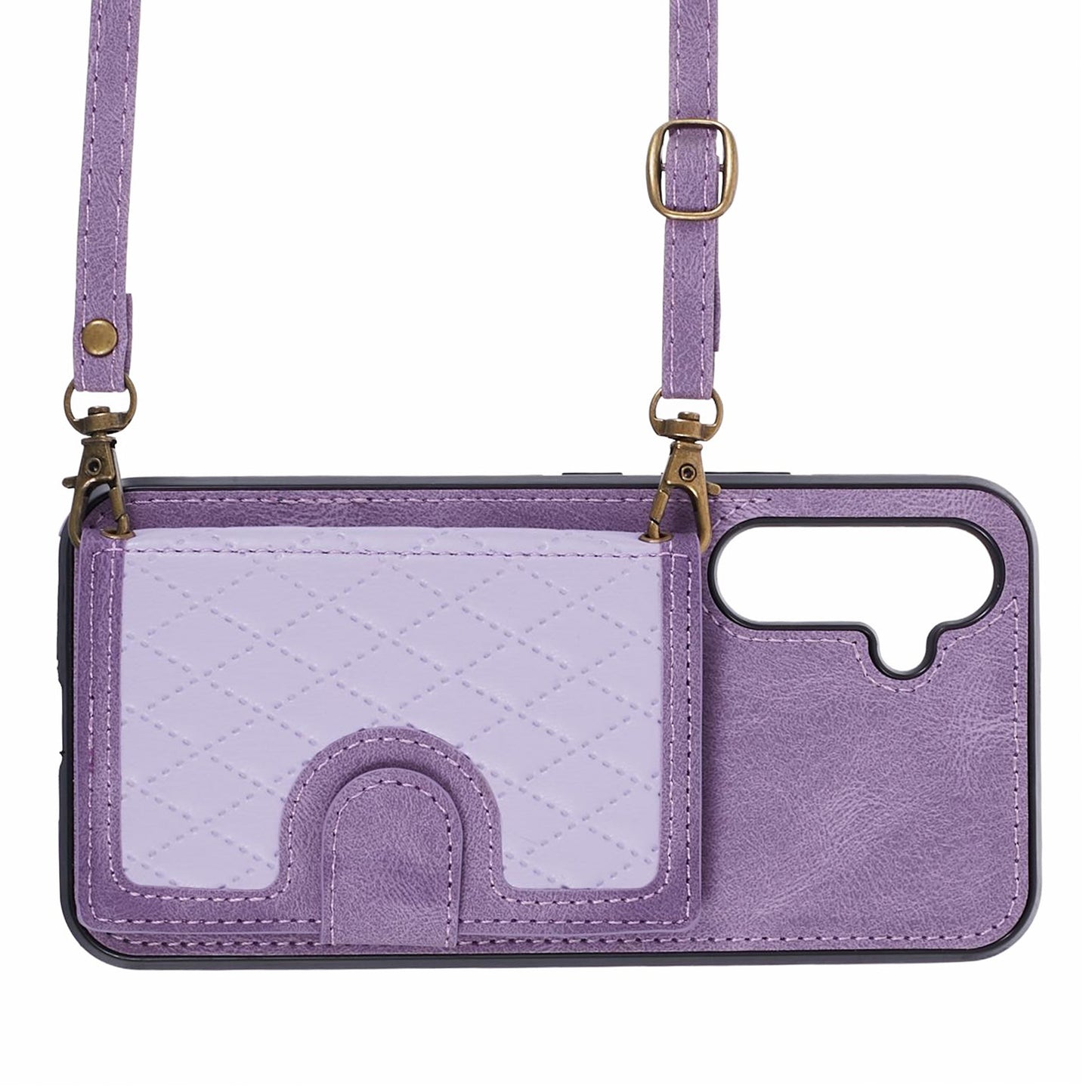 For Samsung Galaxy S24+ Cell Phone Case PU Leather + TPU Card Bag Kickstand Anti-shock Cover - Purple