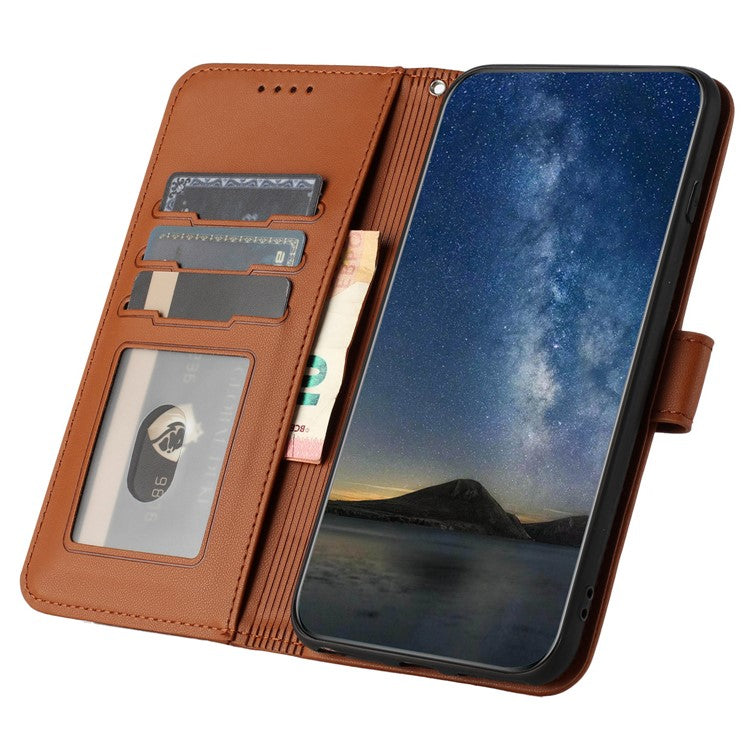 YX0050 For OnePlus 12 5G Cell Phone Case Leather Imprint Sunflower Pattern Foldable Stand Cover - Coffee