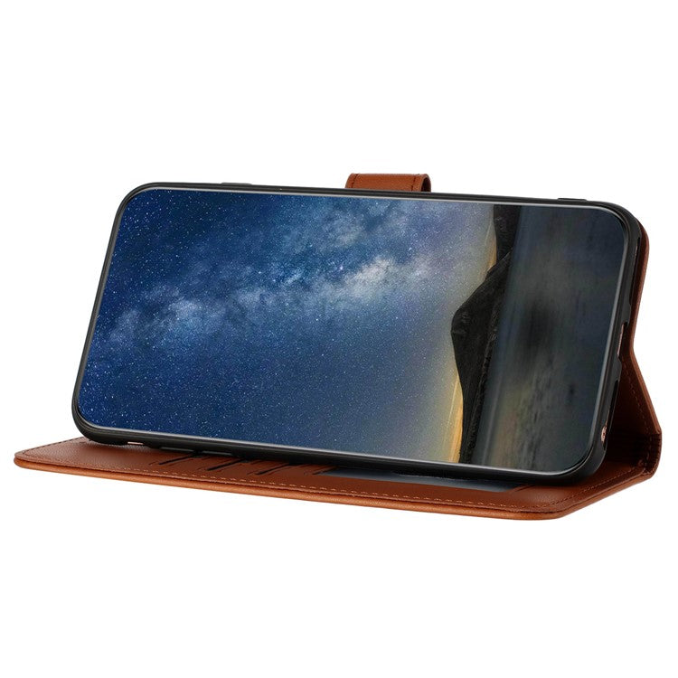 YX0050 For OnePlus 12 5G Cell Phone Case Leather Imprint Sunflower Pattern Foldable Stand Cover - Coffee