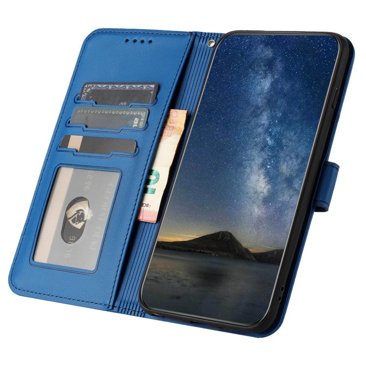 YX0050 For OnePlus 12 5G Cell Phone Case Leather Imprint Sunflower Pattern Foldable Stand Cover - Sapphire