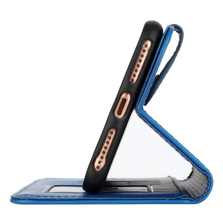 YX0050 For OnePlus 12 5G Cell Phone Case Leather Imprint Sunflower Pattern Foldable Stand Cover - Sapphire