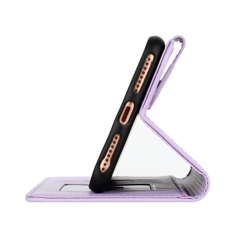 YX0050 For OnePlus 12 5G Cell Phone Case Leather Imprint Sunflower Pattern Foldable Stand Cover - Purple