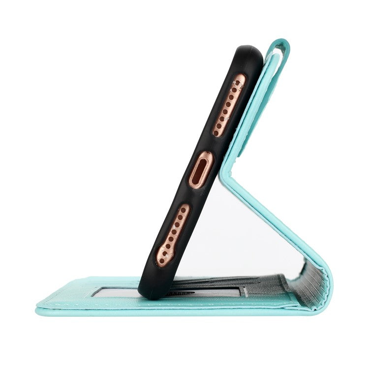 YX0050 For OnePlus 12 5G Cell Phone Case Leather Imprint Sunflower Pattern Foldable Stand Cover - Baby Blue