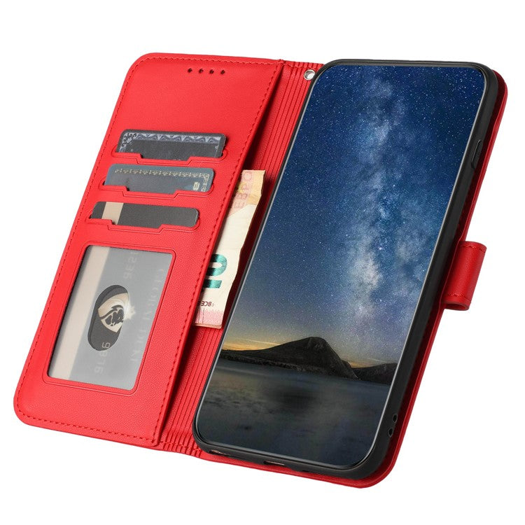 YX0050 For OnePlus 12 5G Cell Phone Case Leather Imprint Sunflower Pattern Foldable Stand Cover - Red