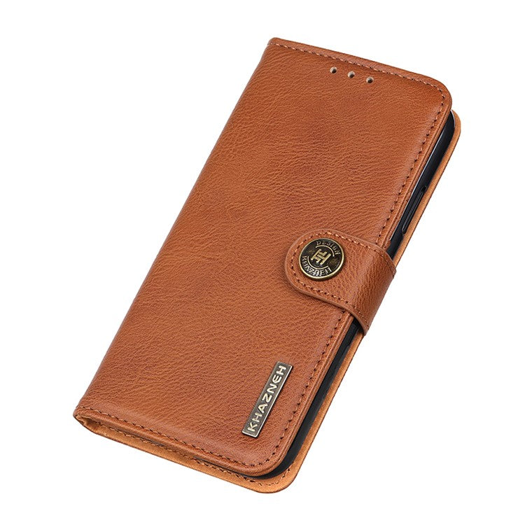 KHAZNEH For OnePlus 12 5G Case Cowhide Texture Stand Wallet Anti-drop Phone Cover - Brown