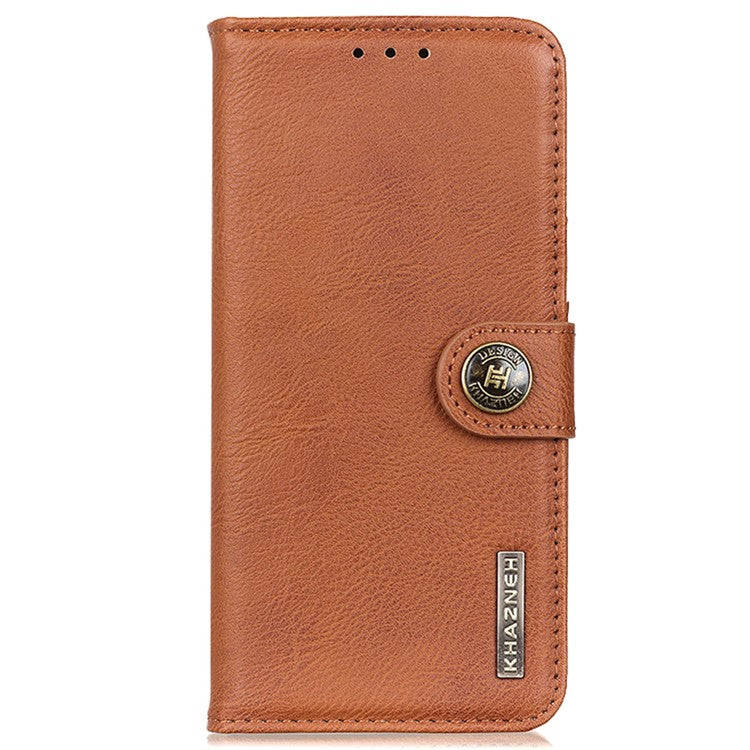 KHAZNEH For OnePlus 12 5G Case Cowhide Texture Stand Wallet Anti-drop Phone Cover - Brown