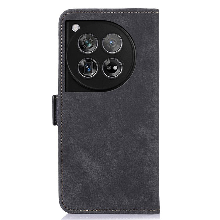 ABEEL For OnePlus 12 5G Case Retro PU Leather+TPU Folio Stand Cover with Magnetic Clasp - Black