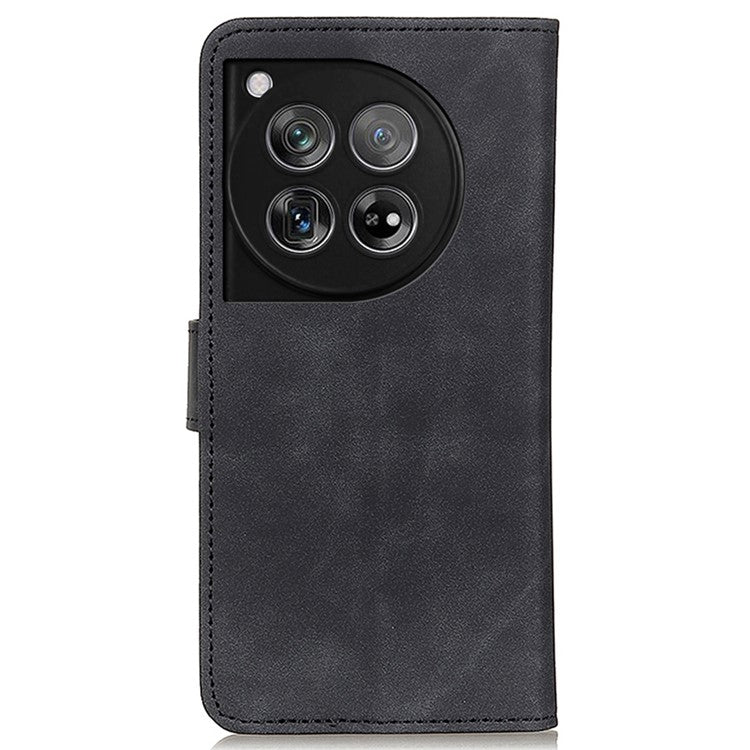 KHAZNEH For OnePlus 12 5G Leather Case Retro Style Wallet Stand Folio Phone Cover - Black