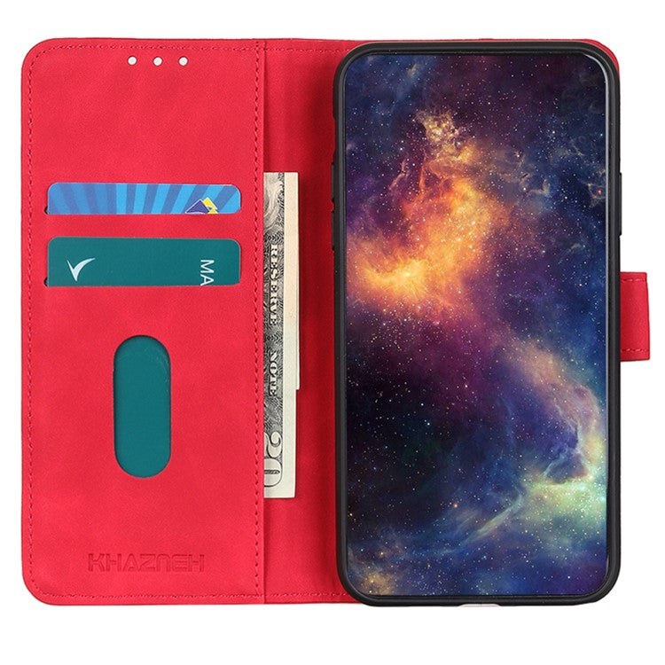 KHAZNEH For OnePlus 12 5G Leather Case Retro Style Wallet Stand Folio Phone Cover - Red