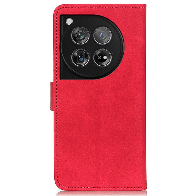 KHAZNEH For OnePlus 12 5G Leather Case Retro Style Wallet Stand Folio Phone Cover - Red