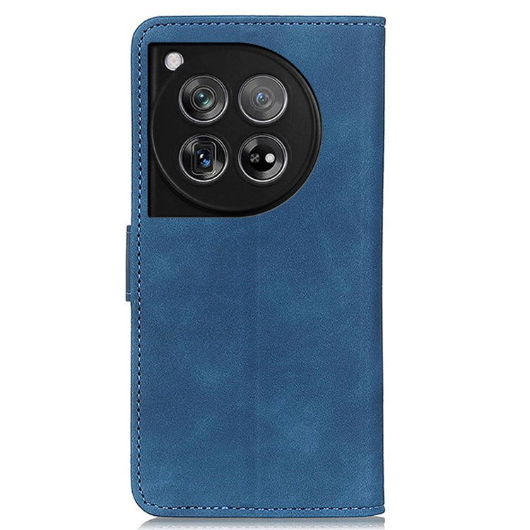 KHAZNEH For OnePlus 12 5G Leather Case Retro Style Wallet Stand Folio Phone Cover - Blue