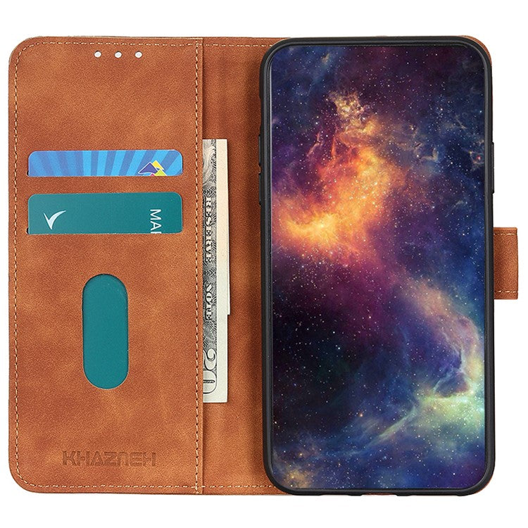 KHAZNEH For OnePlus 12 5G Leather Case Retro Style Wallet Stand Folio Phone Cover - Brown