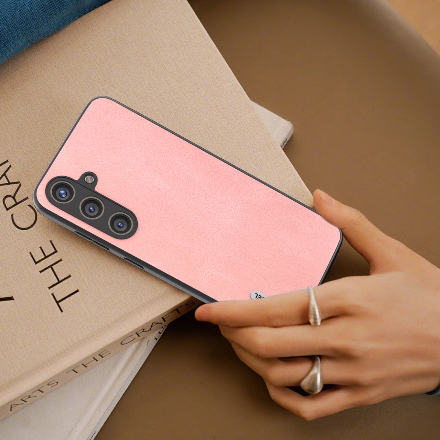 ABEEL For Samsung Galaxy S24+ Case Vintage Style PU Leather Coated PC Phone Cover - Pink