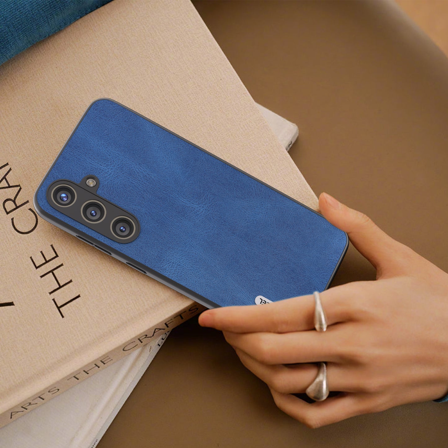 ABEEL For Samsung Galaxy S24 Case Shockproof PU Leather+PC Retro Phone Guard Cover - Blue