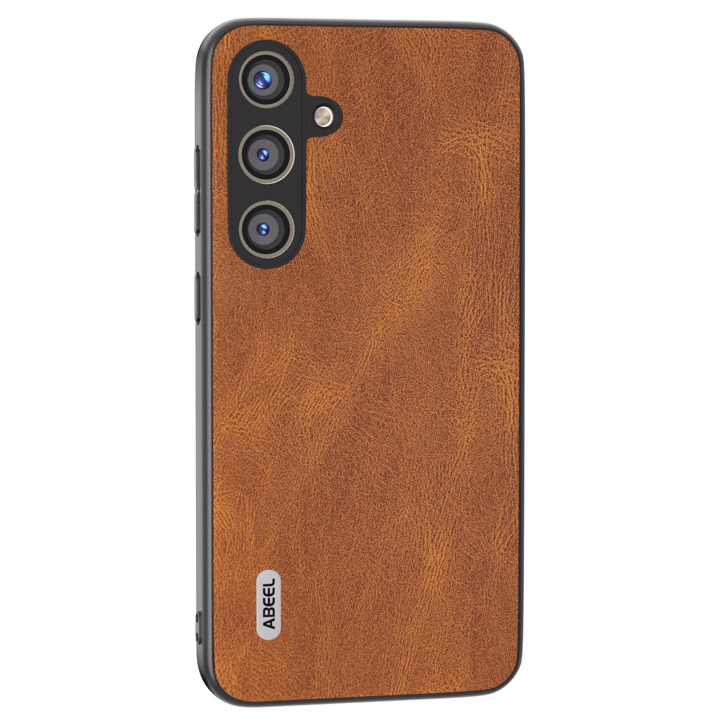 ABEEL For Samsung Galaxy S24 Case Shockproof PU Leather+PC Retro Phone Guard Cover - Brown