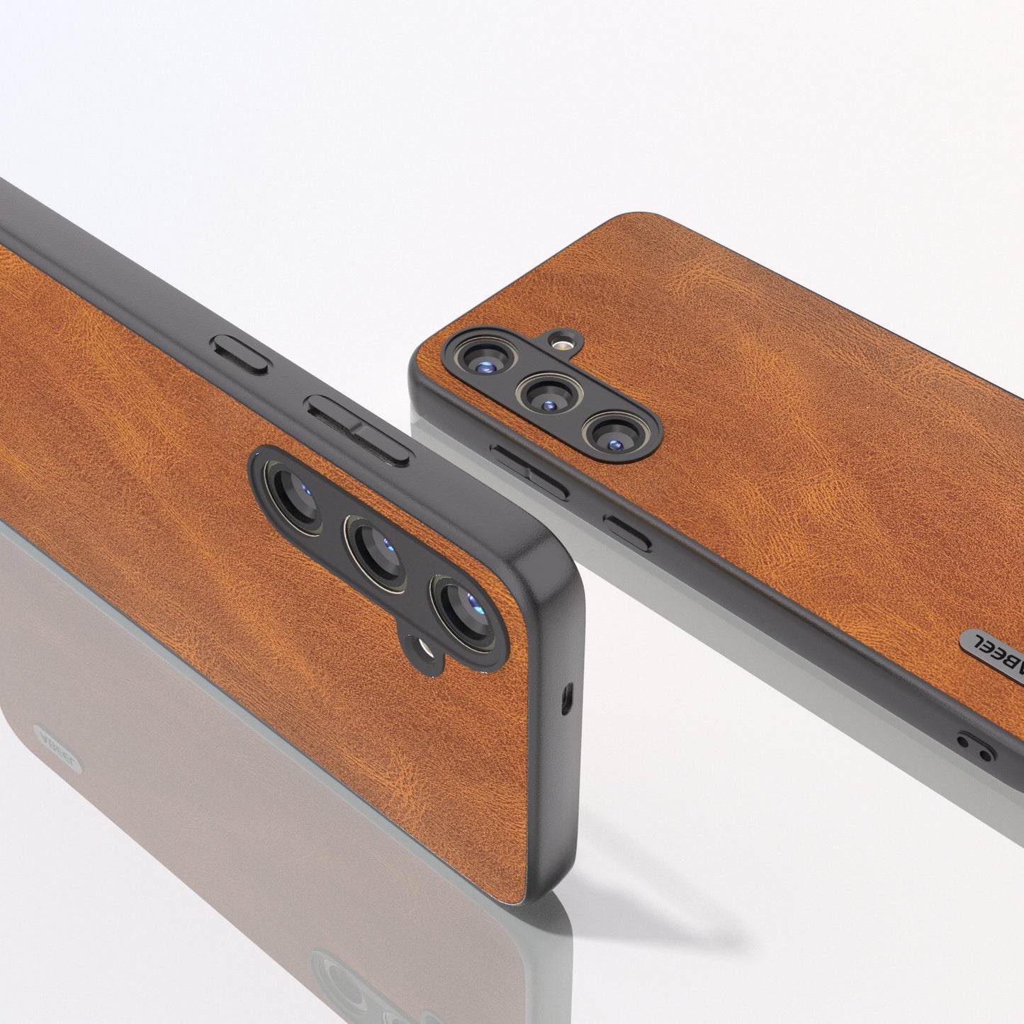 ABEEL For Samsung Galaxy S24 Case Shockproof PU Leather+PC Retro Phone Guard Cover - Brown