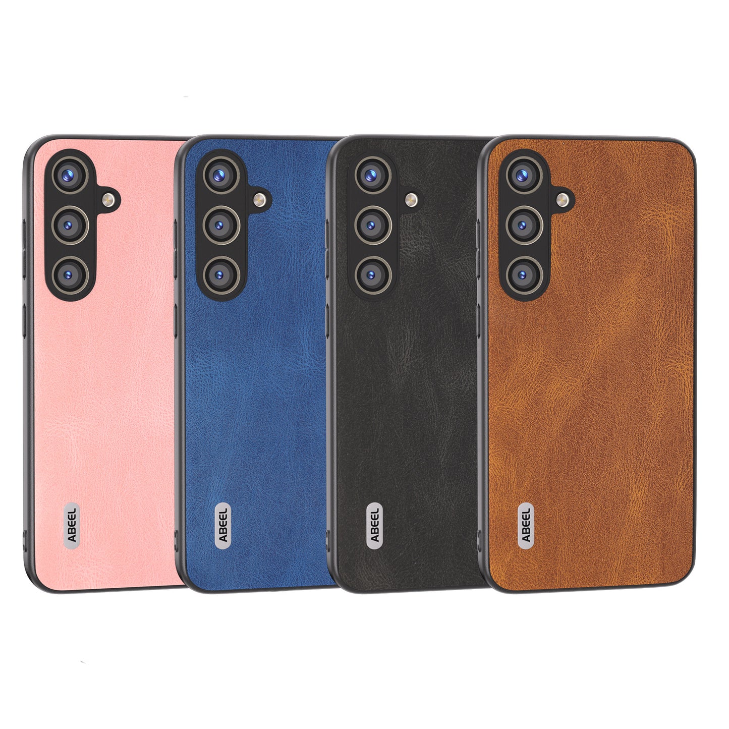 ABEEL For Samsung Galaxy S24 Case Shockproof PU Leather+PC Retro Phone Guard Cover - Brown