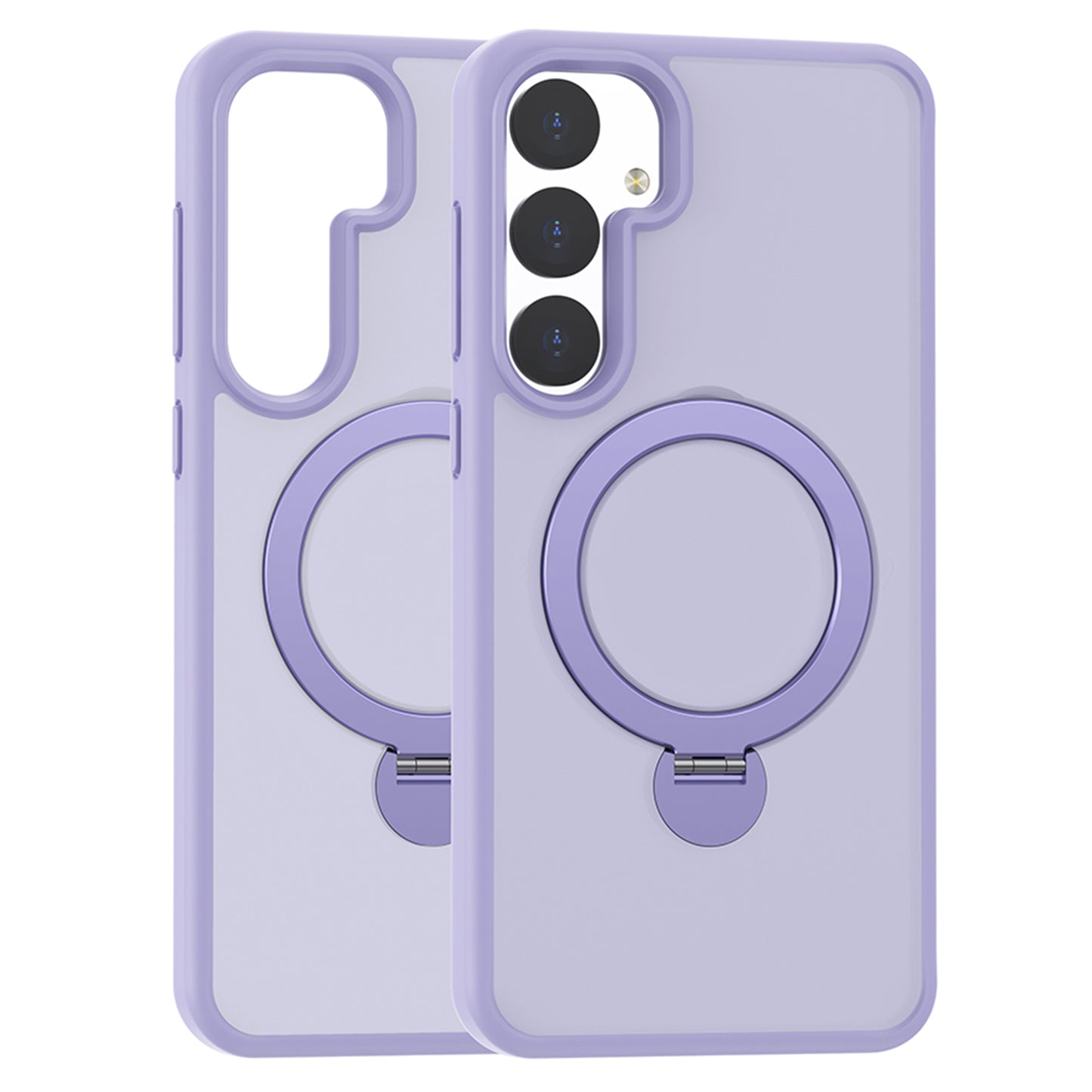 For Samsung Galaxy S24+ Magnetic Rotary Ring Kickstand Phone Cover - Purple