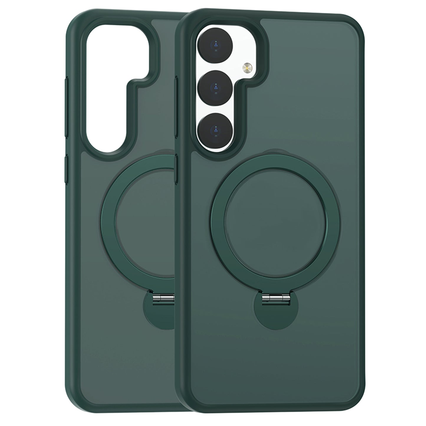 For Samsung Galaxy S24+ Magnetic Rotary Ring Kickstand Phone Cover - Green