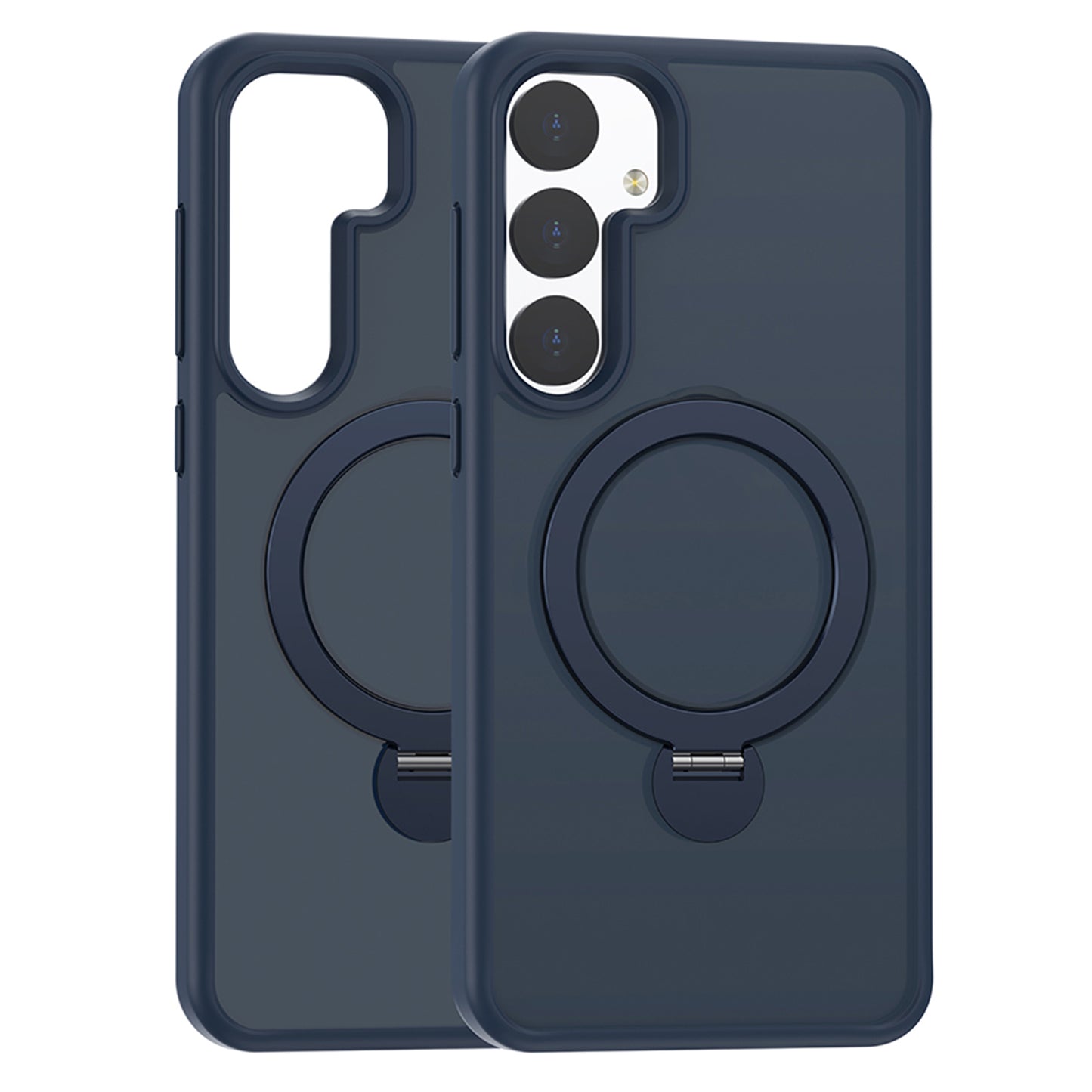 For Samsung Galaxy S24+ Magnetic Rotary Ring Kickstand Phone Cover - Blue