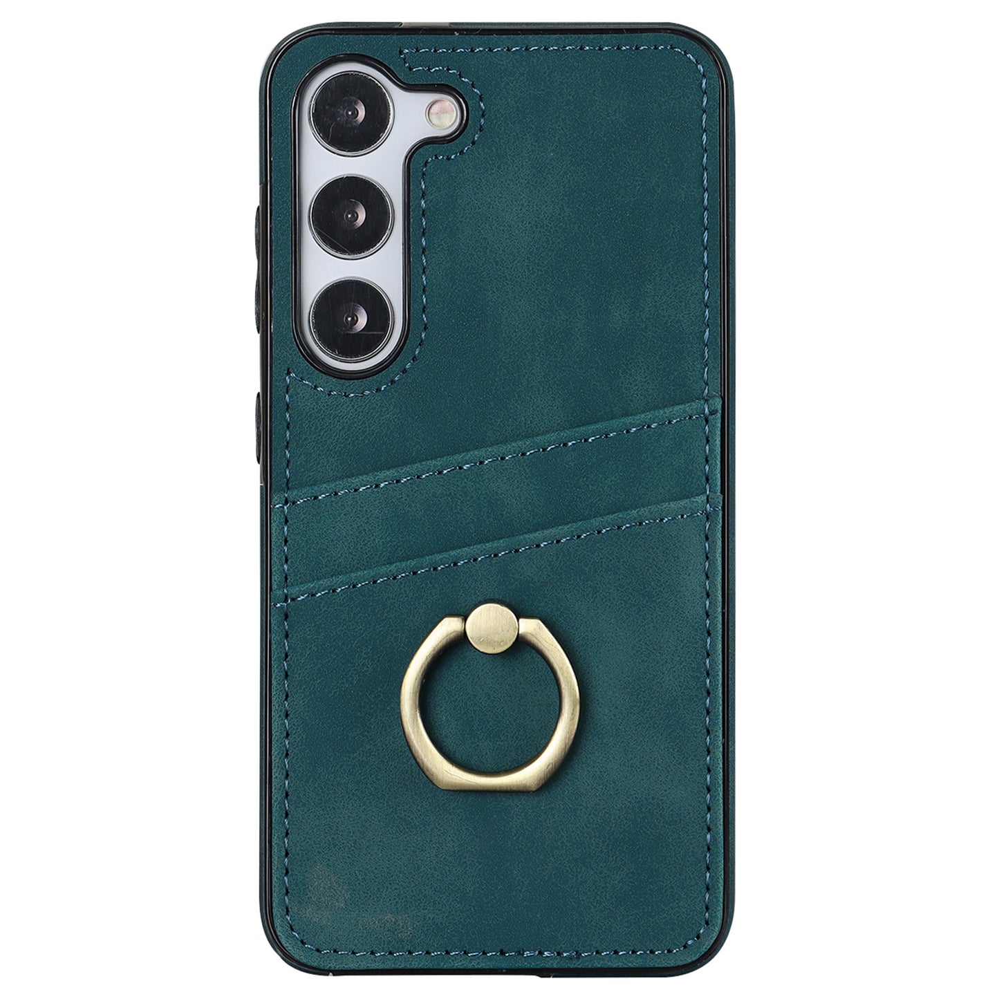 For Samsung Galaxy S24 Case PU Leather Coated TPU Retro Card Slots Phone Cover - Green