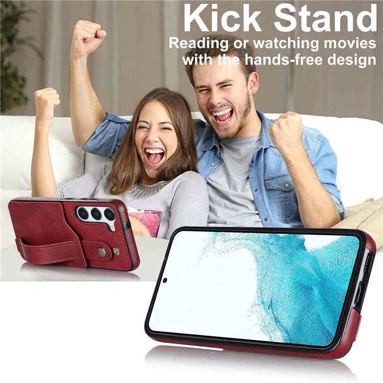 For Samsung Galaxy S23 FE Case Anti-scratch RFID Blocking Wristband Kickstand Phone Cover - Red