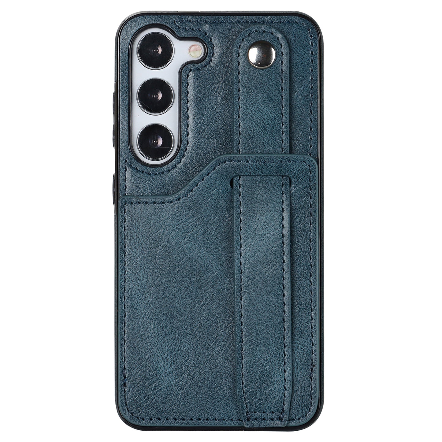 For Samsung Galaxy S24 Cell Phone Case Retro PU Leather Coated TPU RFID Blocking Cover - Blue