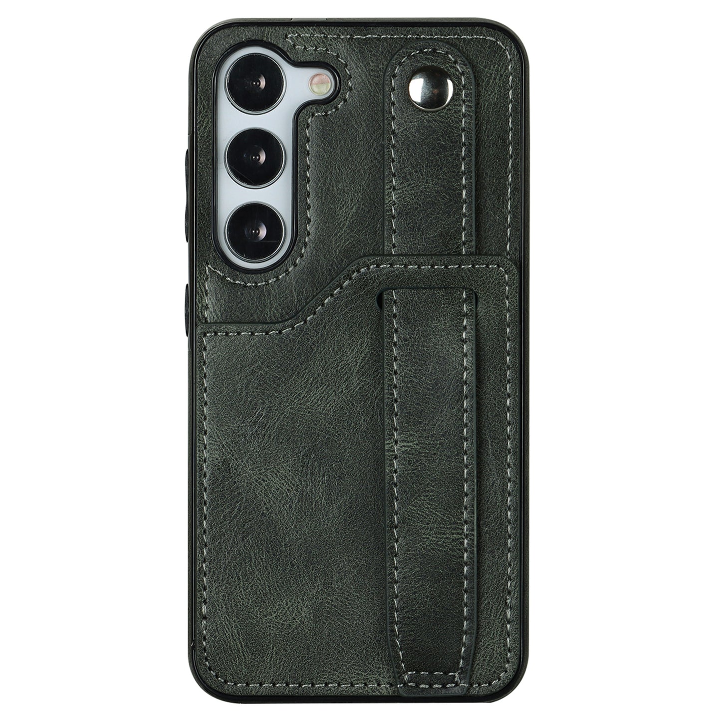 For Samsung Galaxy S24 Cell Phone Case Retro PU Leather Coated TPU RFID Blocking Cover - Green