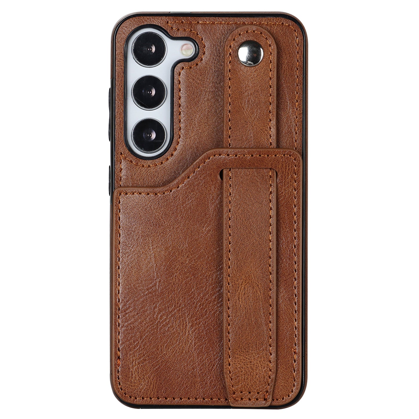 For Samsung Galaxy S24 Cell Phone Case Retro PU Leather Coated TPU RFID Blocking Cover - Brown