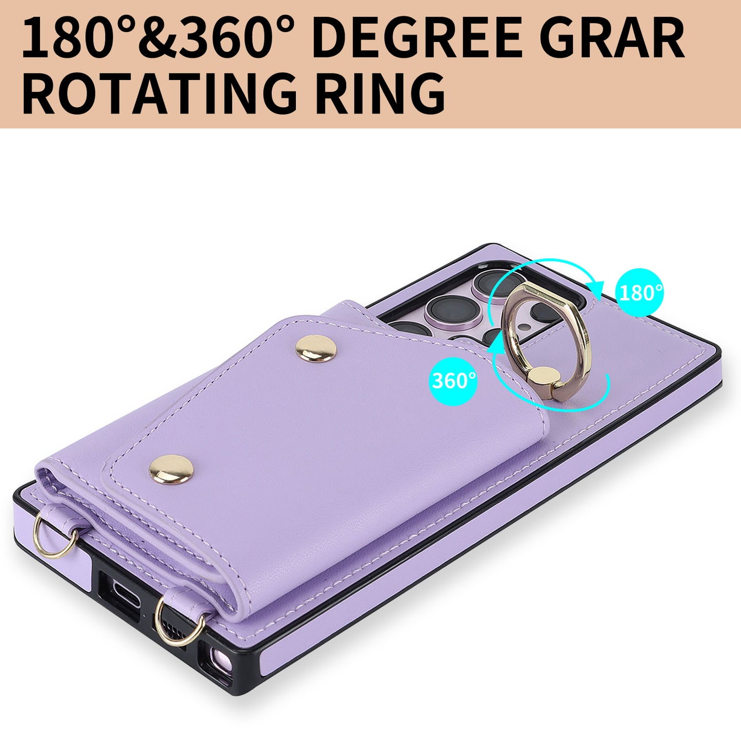 For Samsung Galaxy S24 Ultra Case Wallet Zipper Anti-scratch PU Leather+TPU Phone Protector - Purple