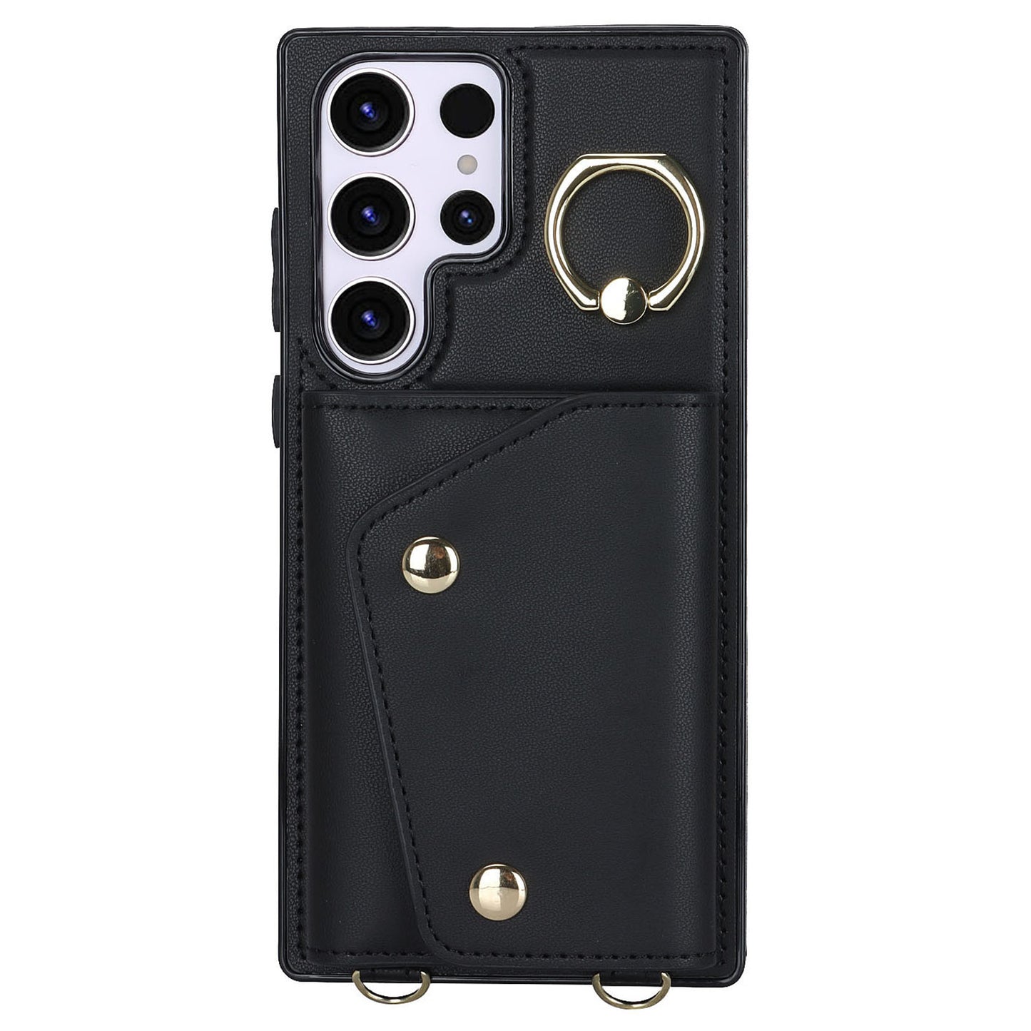 For Samsung Galaxy S24 Ultra Case Wallet Zipper Anti-scratch PU Leather+TPU Phone Protector - Black