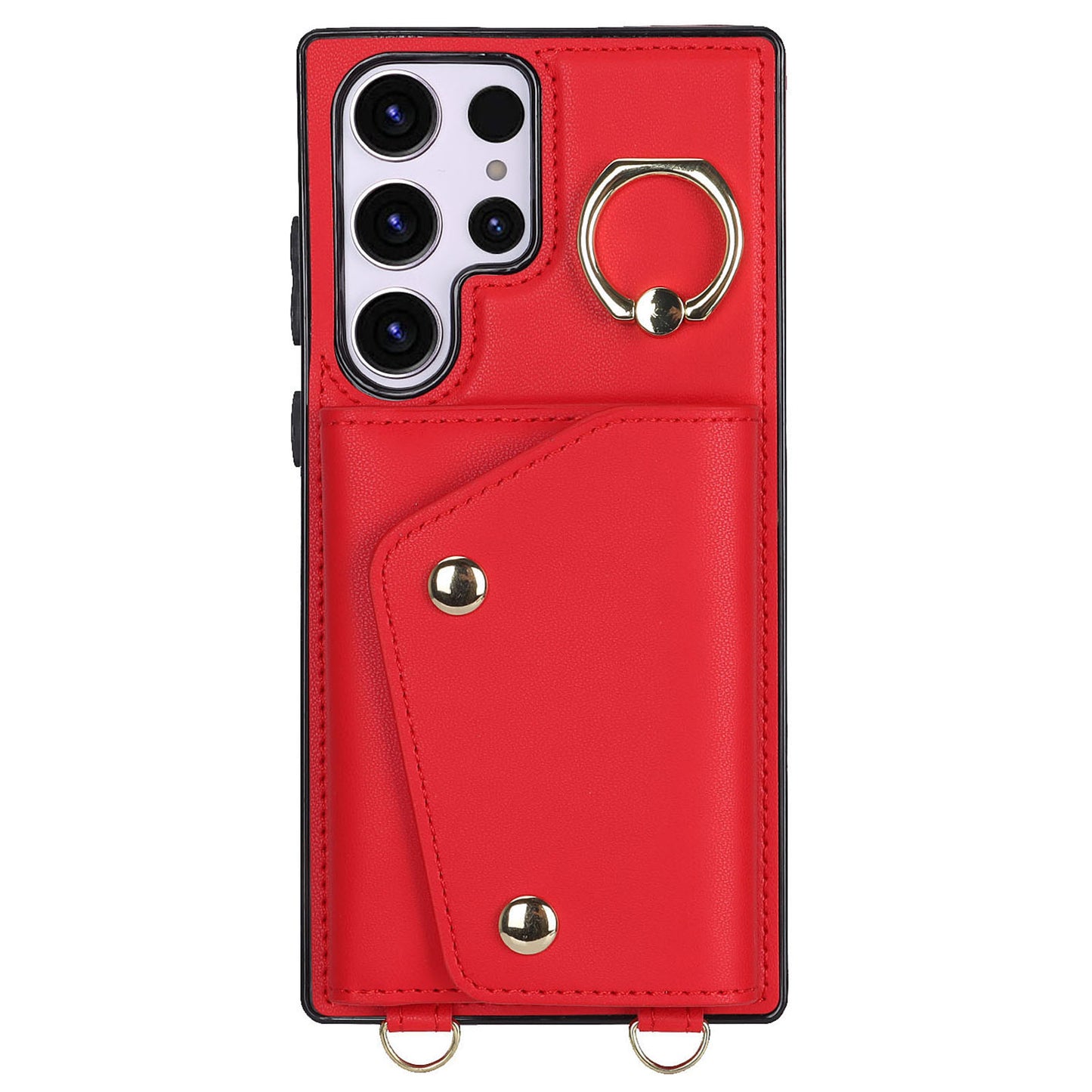 For Samsung Galaxy S24 Ultra Case Wallet Zipper Anti-scratch PU Leather+TPU Phone Protector - Red