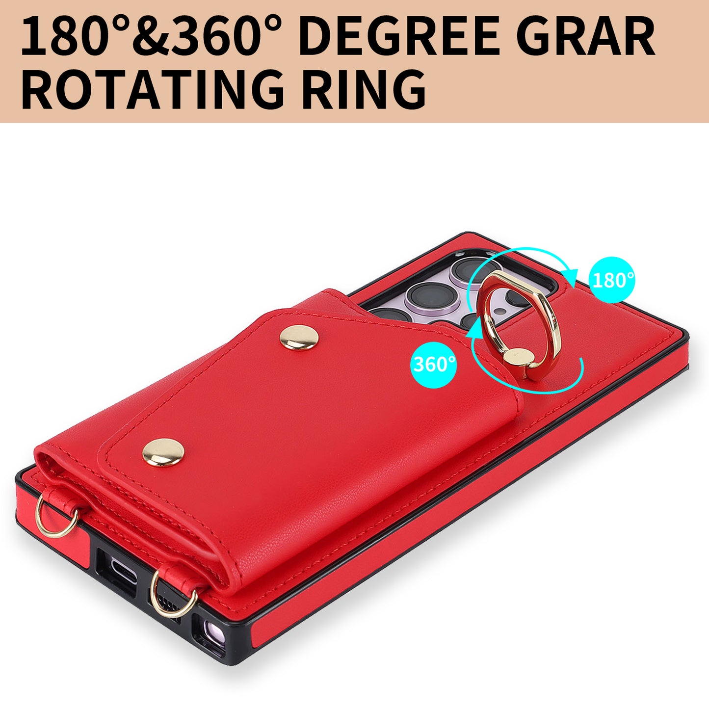 For Samsung Galaxy S24 Ultra Case Wallet Zipper Anti-scratch PU Leather+TPU Phone Protector - Red