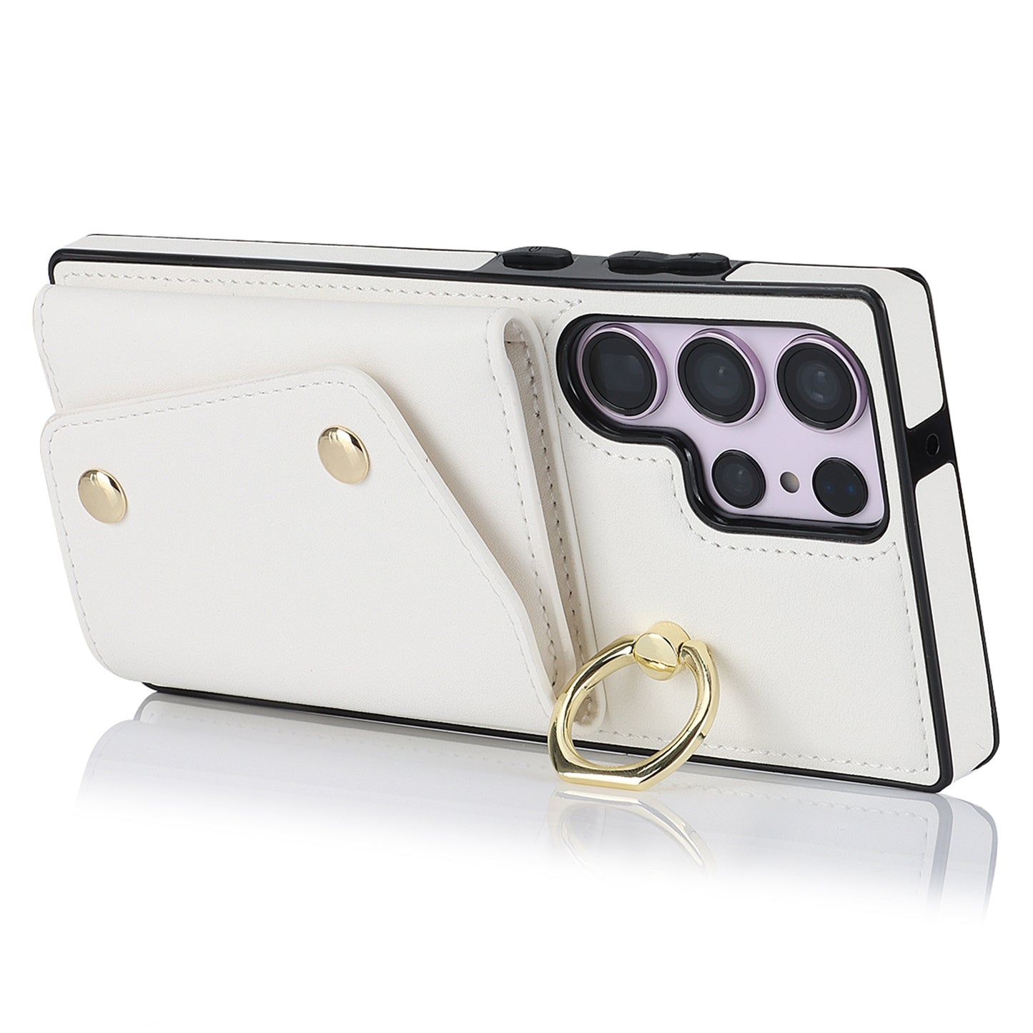 For Samsung Galaxy S24 Ultra Case Wallet Zipper Anti-scratch PU Leather+TPU Phone Protector - White