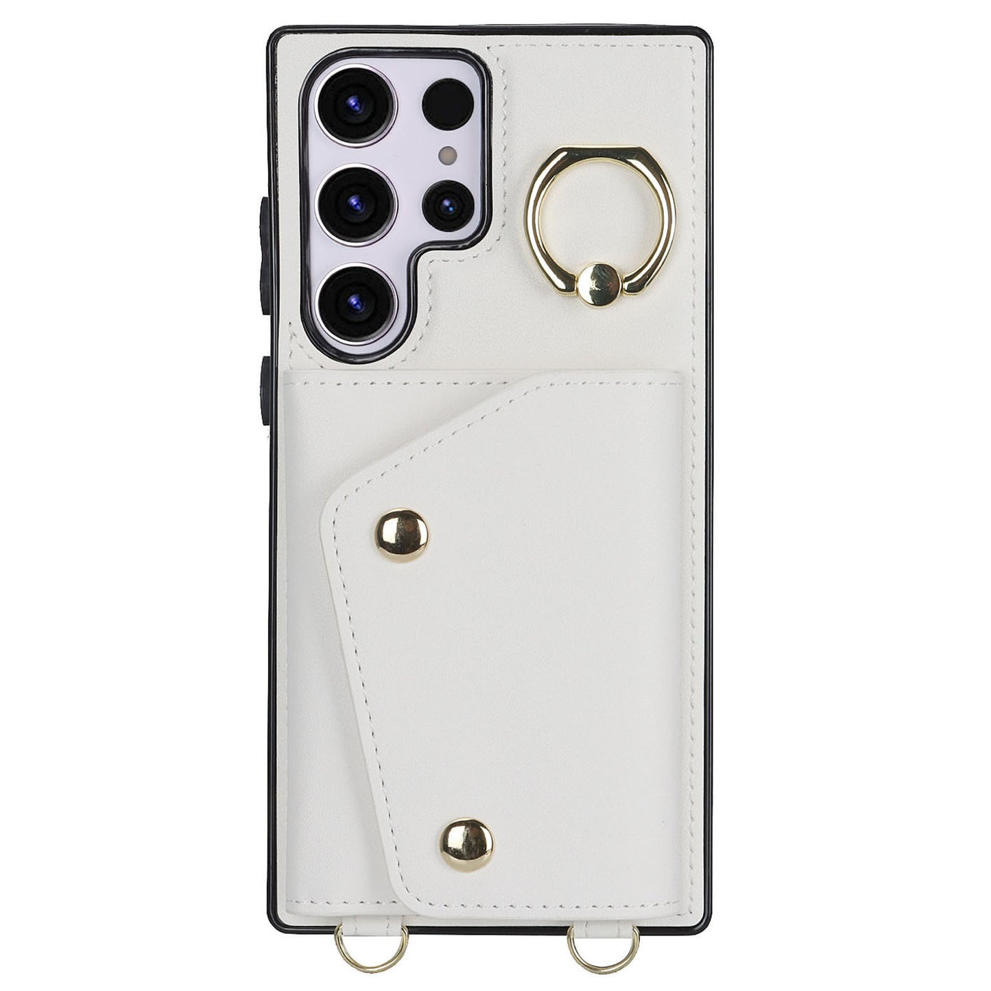 For Samsung Galaxy S24 Ultra Case Wallet Zipper Anti-scratch PU Leather+TPU Phone Protector - White