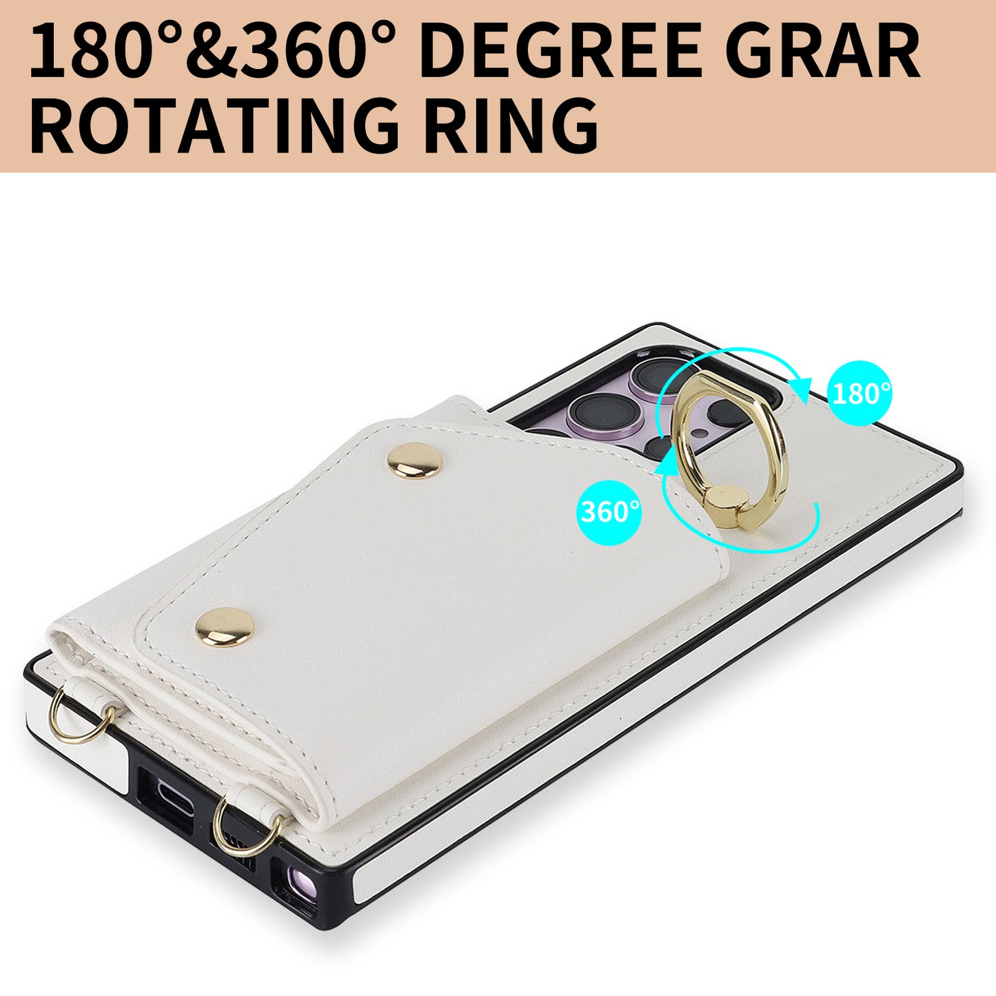 For Samsung Galaxy S24 Ultra Case Wallet Zipper Anti-scratch PU Leather+TPU Phone Protector - White