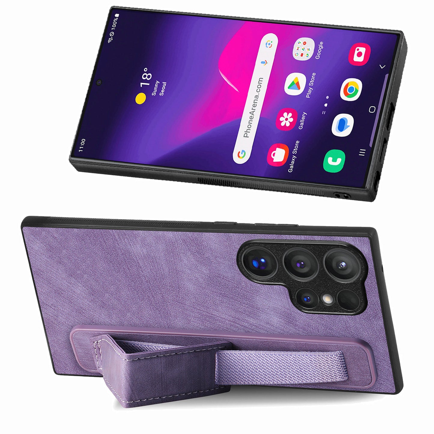 D11 For Samsung Galaxy S24 Ultra Case Vintage PU Leather+TPU Phone Guard Cover - Purple
