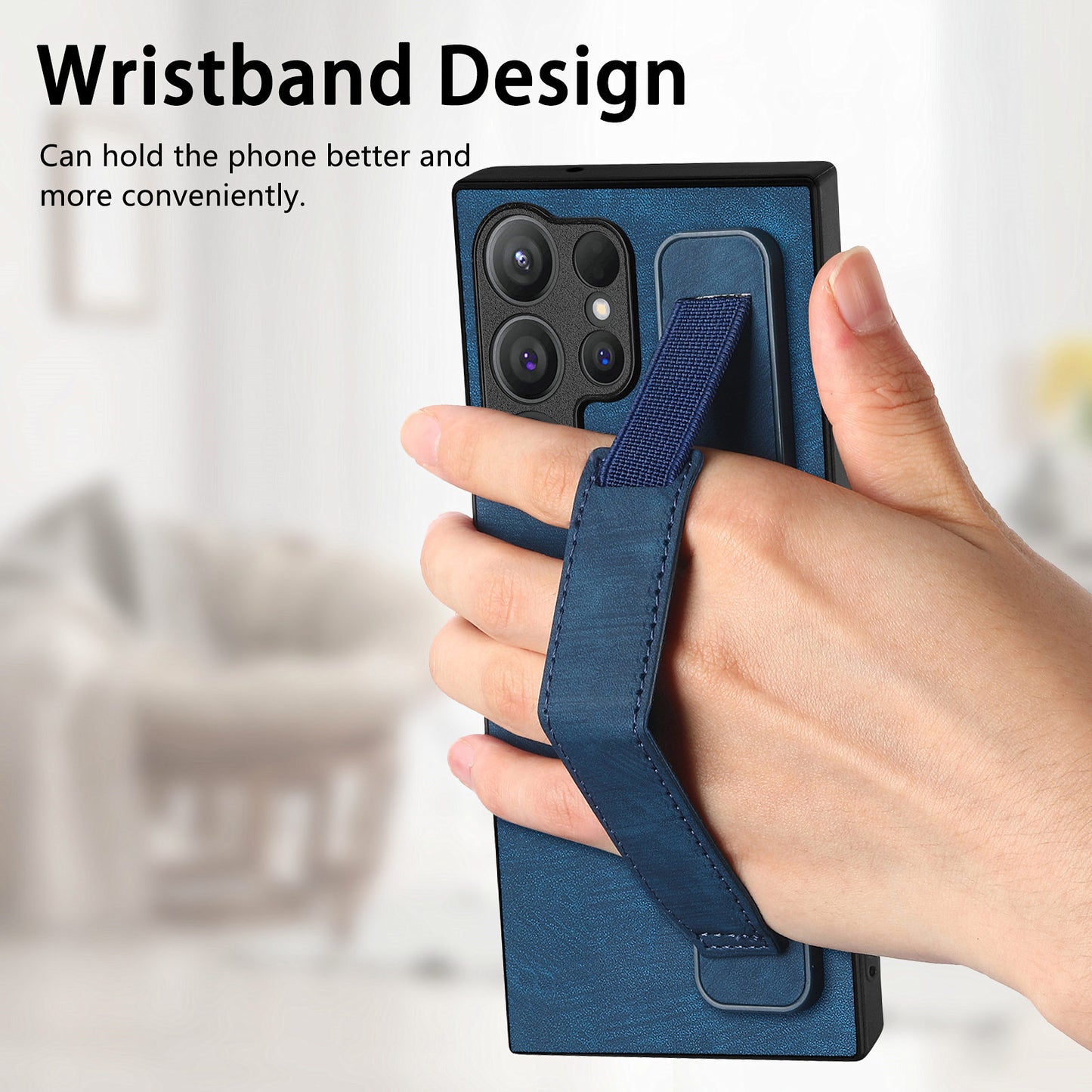 D11 For Samsung Galaxy S24 Ultra Case Vintage PU Leather+TPU Phone Guard Cover - Blue