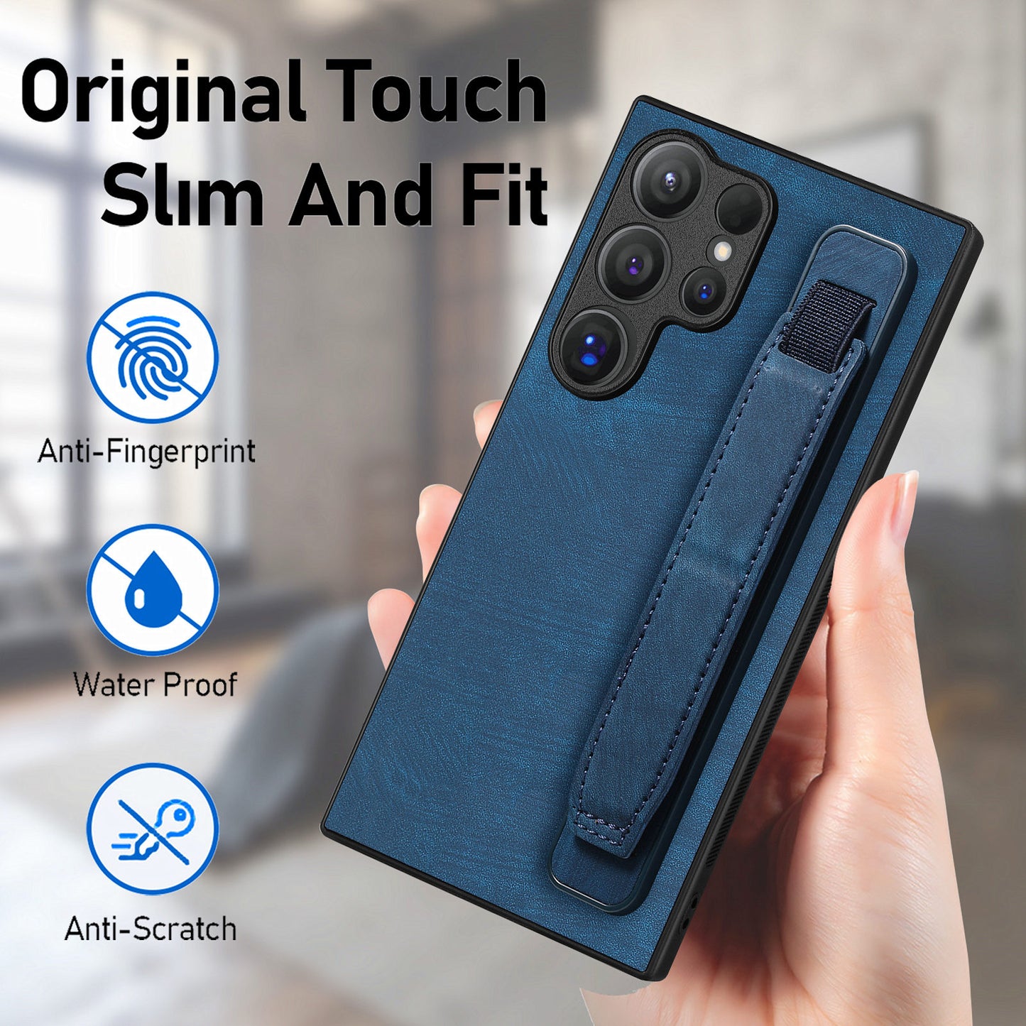 D11 For Samsung Galaxy S24 Ultra Case Vintage PU Leather+TPU Phone Guard Cover - Blue