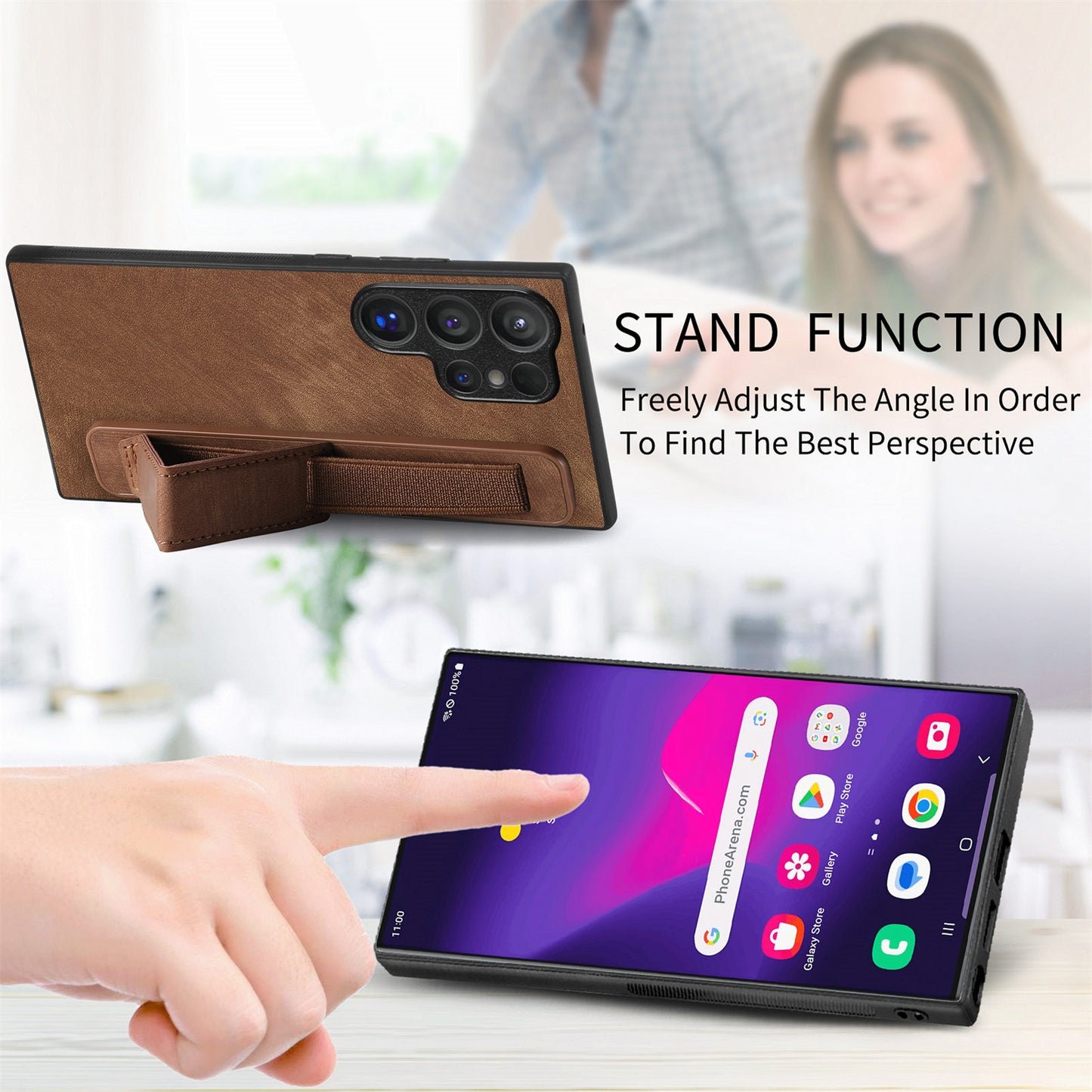 D11 For Samsung Galaxy S24 Ultra Case Vintage PU Leather+TPU Phone Guard Cover - Brown