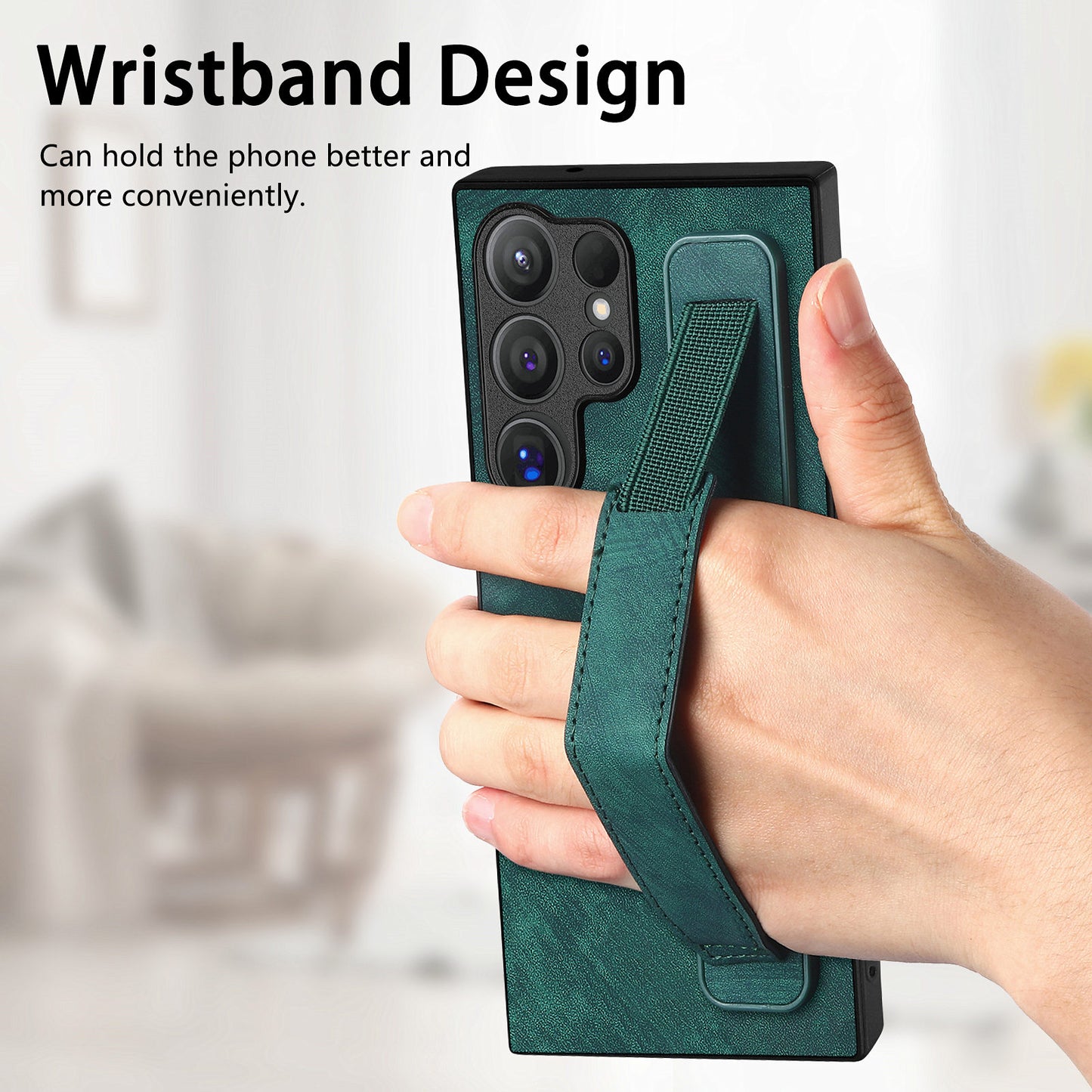 D11 For Samsung Galaxy S24 Ultra Case Vintage PU Leather+TPU Phone Guard Cover - Green